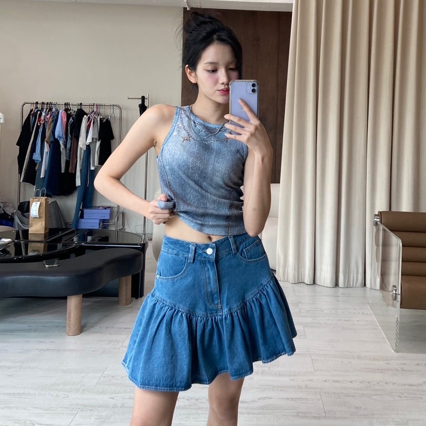 colourblockmatter - Nita Denim Skirt กระโปรงจีบสั้นทรงเทนนิส มีซับใน