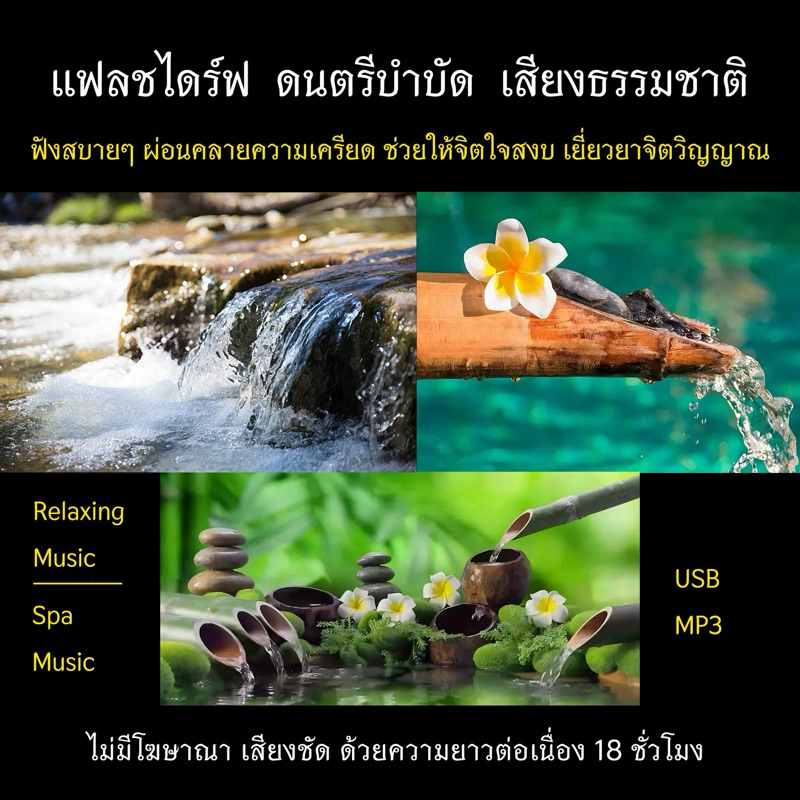 ดนตรีบำบัด สำหรับร้านวด ร้านสปา Relaxing/Spa Music USB ชุดที่ 1 #ธรรมชาติบำบัด
