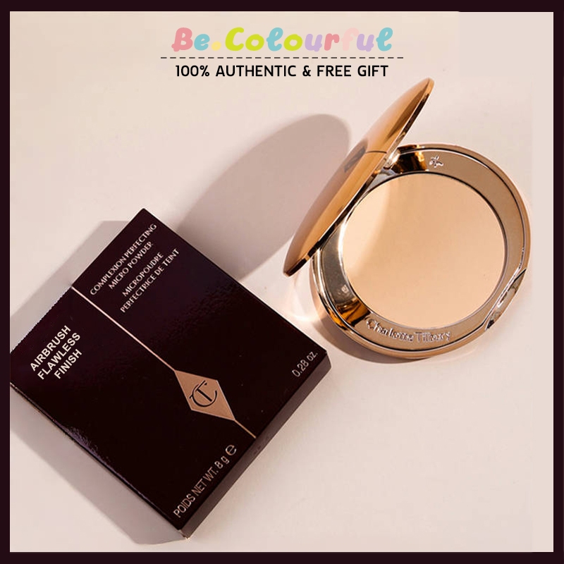 พร้อมส่ง Charlotte Tilbury Air Brush Flawless Finish Powder 8g #Fair #Medium แป้งอัดแข็ง CT