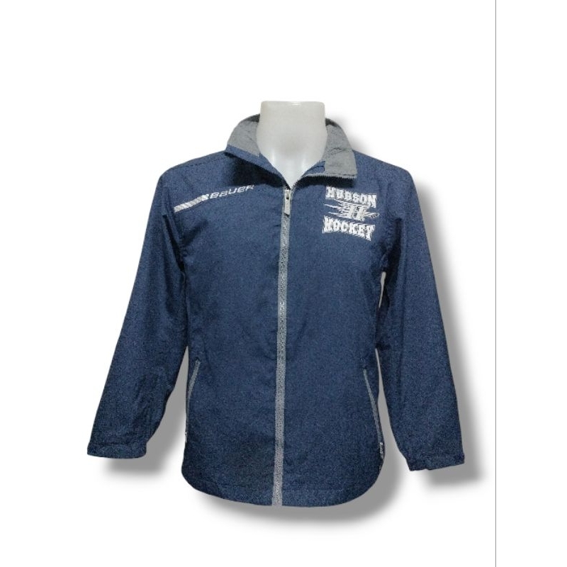 เสื้อแจ็คเก็ตผ้าร่ม2ชั้นแขนยาวแบรนด์ BAUER TEAM HUDSON HOCKEY Size M(Youth/Jeune) รอบอก 40"ยาว26.5" 