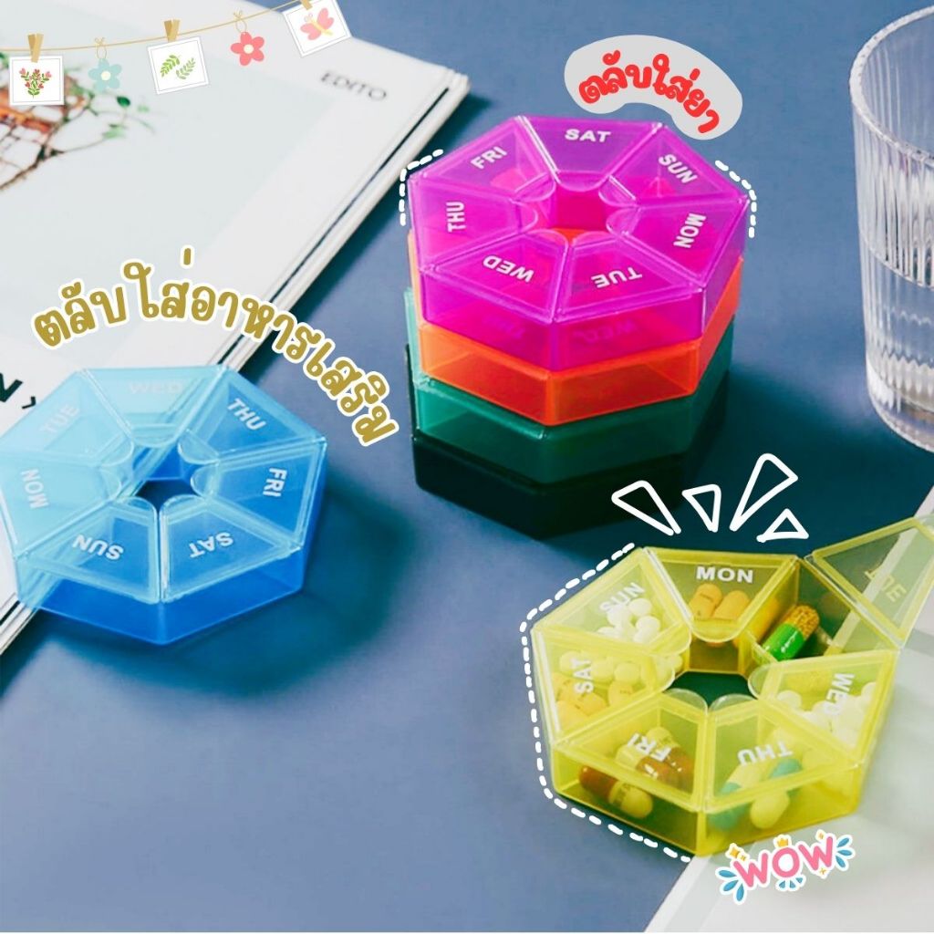 Hithome ตลับใส่อาหารเสริม กล่องใส่เครื่องประดับ กล่องยา กล่องใส่ยา 7วัน 1สัปดาห์