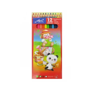 (ยกโหล) สีไม้ 12 สี ตราเอลเฟ่น elfen แท่งยาว
