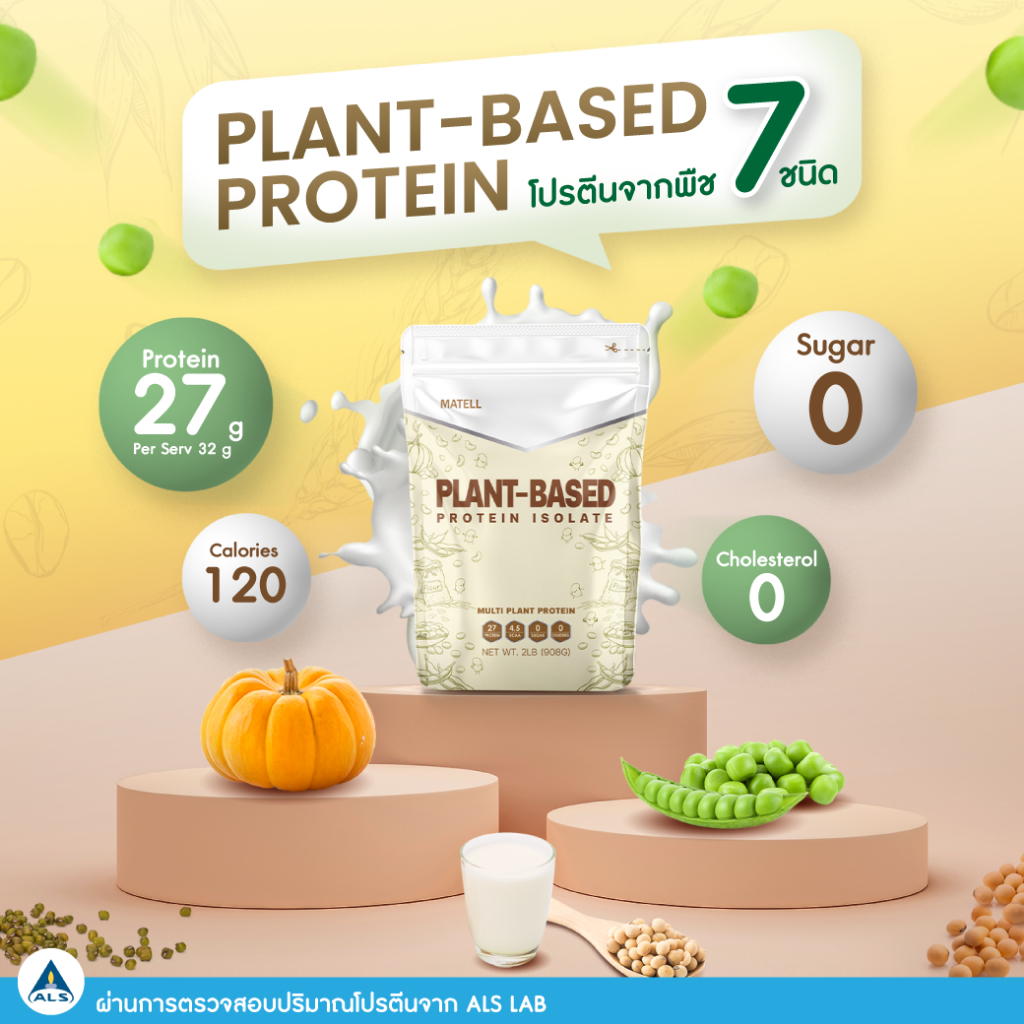 MATELL Plant-Based Protein Isolate แพลนต์เบสด์ ไอโซเลท โปรตีนพืช 7 ชนิด ลดน้ำหนัก เพิ่มกล้ามเนื้อ