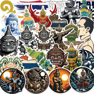 ยักษ์ พระพุทธเจ้า Thailand ไทย มวยไทย สงกรานต์ Phuket sticker vintage สติกเกอร์กันน้ำ 25-50ชิ้น