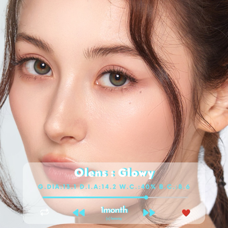 (รายเดือน) OLens - Glowy สี brown/ash gray คอนแทคเลนส์แท้รายเดือนพร้อมส่ง มีสายตาปกติและค่าสายตา