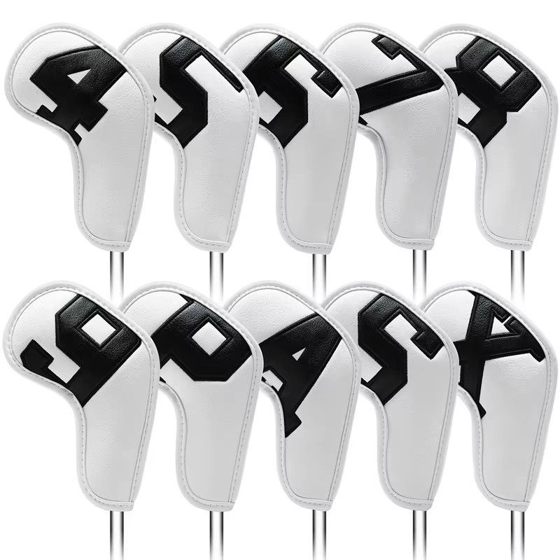 Irons head cover 1 ชุด มี 10 ชิ้น 4-5-6-7-8-9-P-A-S-X สีขาว สีดำ (no brand) MT-IR