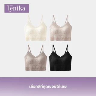 TENIKA เสื้อกล้ามครอป มีฟองน้ำ เสื้อกล้ามลูกไม้ นุ่ม บาง ใส่สบาย ซึมซับเหงื่อ ระบายอากาศดี VES-012