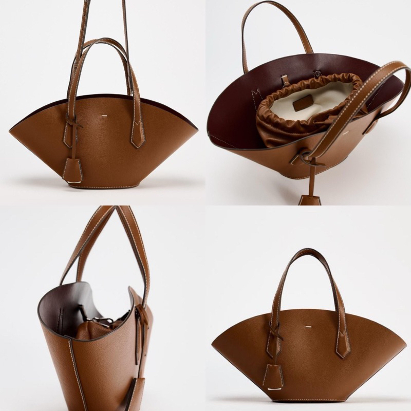 กระเป๋าสะพาย Zara Basket shape bag สุดคุ้ม พร้อมใบลูก ทรงปีก