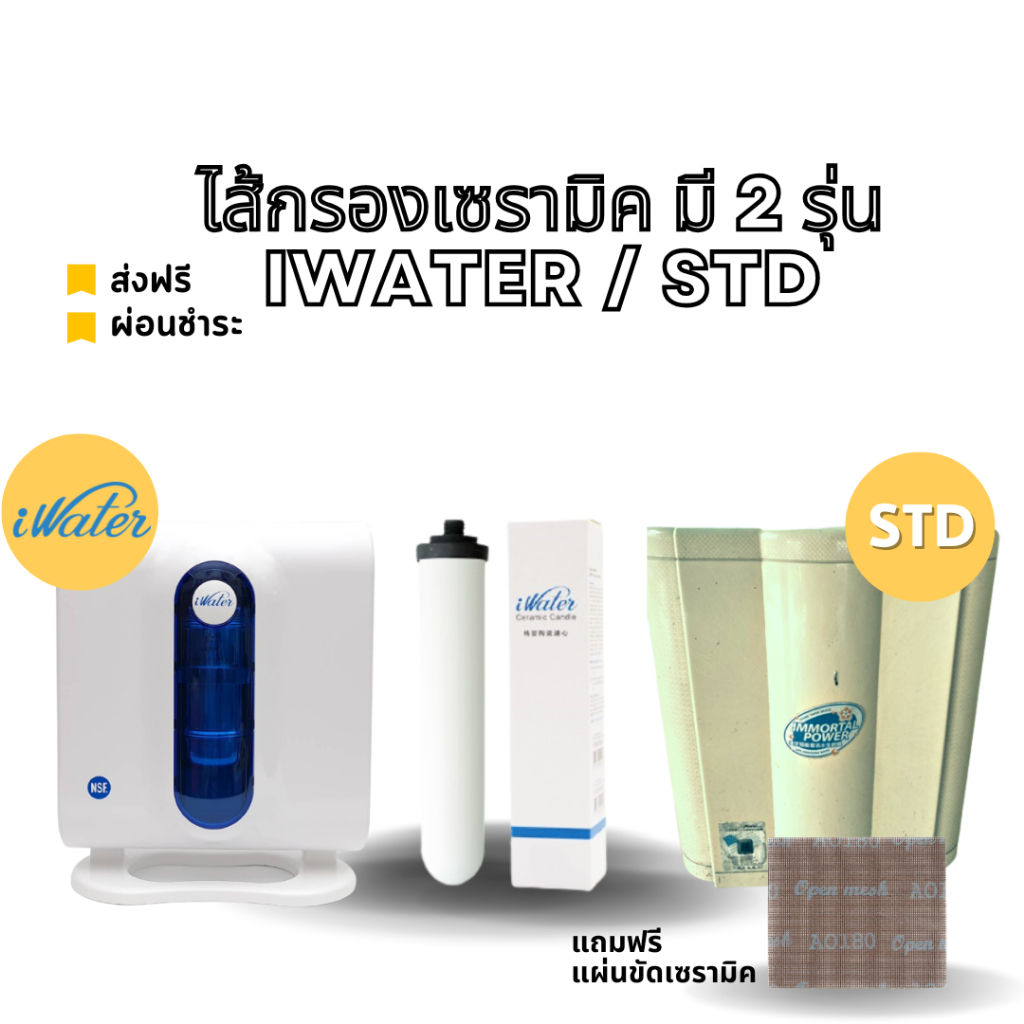 ไส้กรองเซรามิค I water/แถมฟรีแผ่นขัด