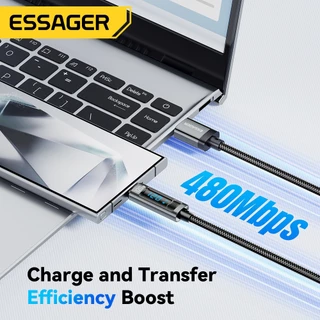 Essager สายเคเบิลข้อมูล A-C 120W 6A จอแสดงผลดิจิตอล ใช้ได้กับ Xiaomi Redmi