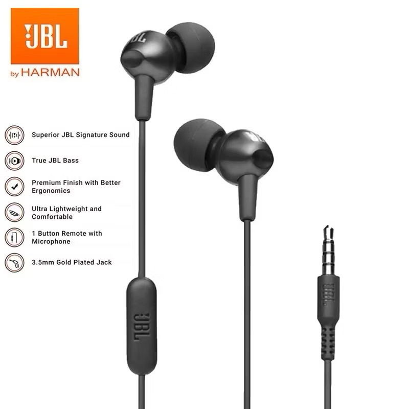 JBL C200SI หูฟังสเตอริโอ แบบมีสาย 3.5มม พร้อมไมโครโฟน **ของแท้