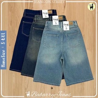 Babarry Style [S-6XL] - กางเกงขาสั้น ยีนส์ 5 ส่วน เอวสูง ยาว 23 นิ้ว