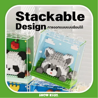 บล็อกนาโน Panda Tiger Raccoon Zoo Building Blocks PUZZLE ของเล่นเพื่อการศึกษาสําหรับเด็กชายและเด็กหญิง