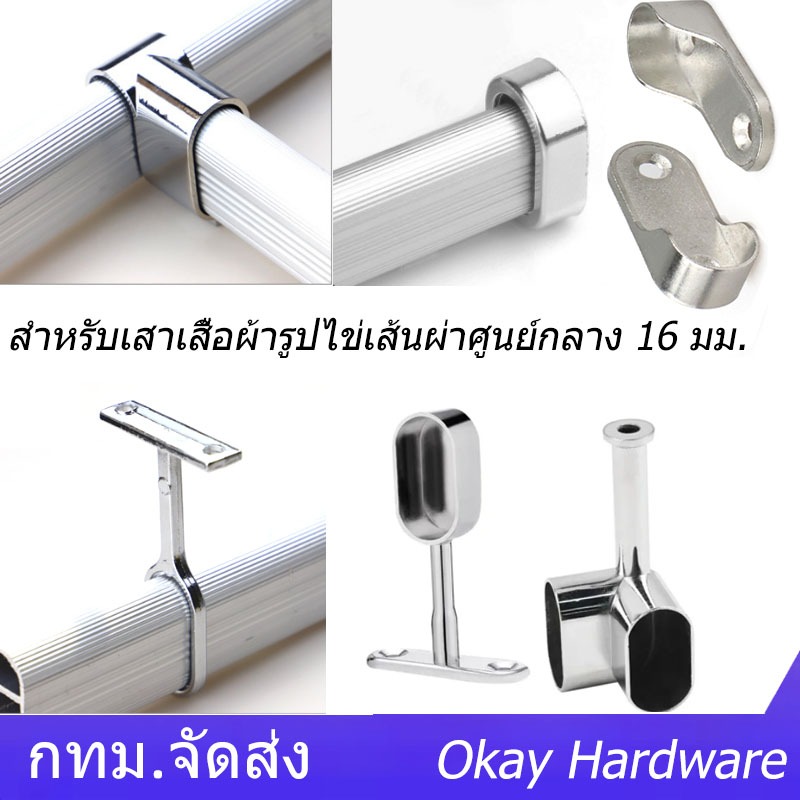 แป้นยึดราว ตัวรับราว หูยึดราว 1.6 ซม. แป้นยู ตัวรับท่อ ขารับราว รับราว ขารับท่อรูปไข่ แป้นยึดราวแขวนผ้า ราคา ถูกที่สุด ดีลบีเคเค