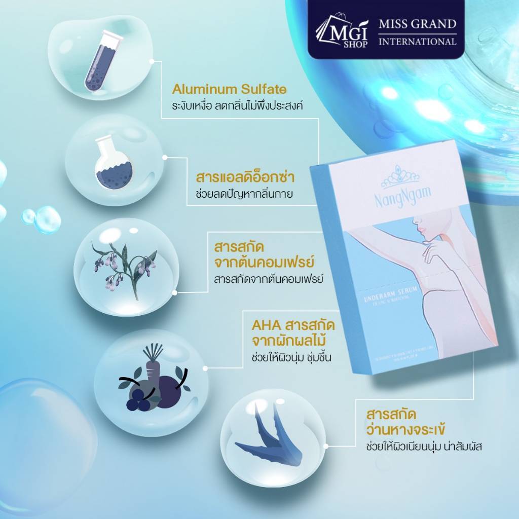 MGI เซรั่มรักแร้นางงาม บำรุงผิวใต้วงแขน ขจัดกลิ่น ผลัดเซลล์ผิว เนื้อบางเบา อ่อนโยน Underarm Serum - รูปที่ 4