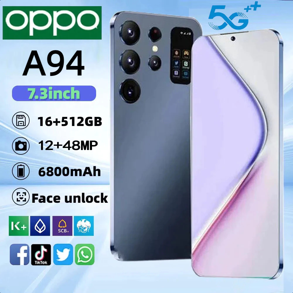OPPO A94 สมาร์ทโฟน 7.3 นิ้ว 16 + 512GB 5G ลายนิ้วมือมือถือปลดล็อคสมาร์ทโฟน Android 6800mAh