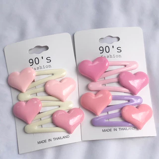 (ราคา/แผง)💗 กิ๊บเป๊าะแป๊ะหัวใจ สีหวานพาสเทล น่ารักสดใส ติดตกแต่งผม