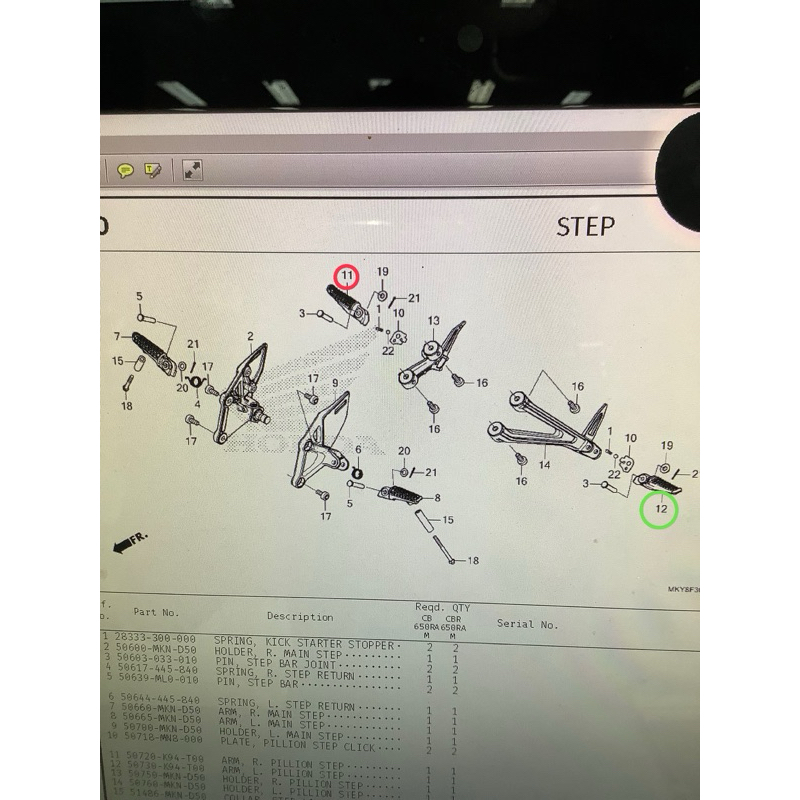 พักเท้าหลังcbr650rปี19-24
