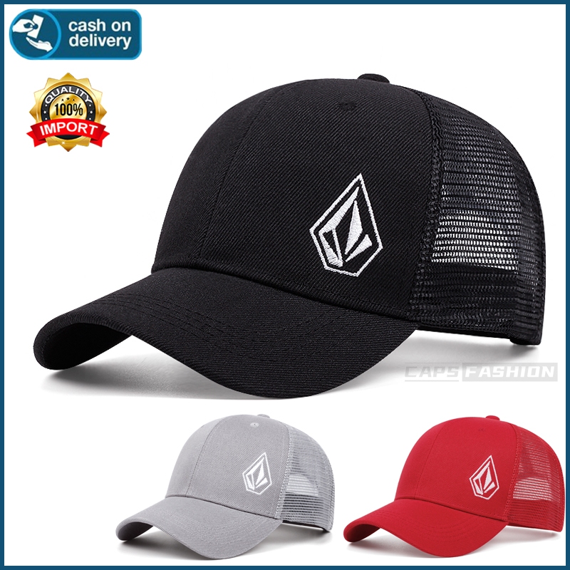 หมวกเบสบอล ดีไซน์ตาข่ายระบายอากาศ งานปัก Volcom เหมาะสำหรับใส่หน้าร้อน ท่องเที่ยว ปาร์ตี้ ปรับขนาดได้ unisex มี 3 สี