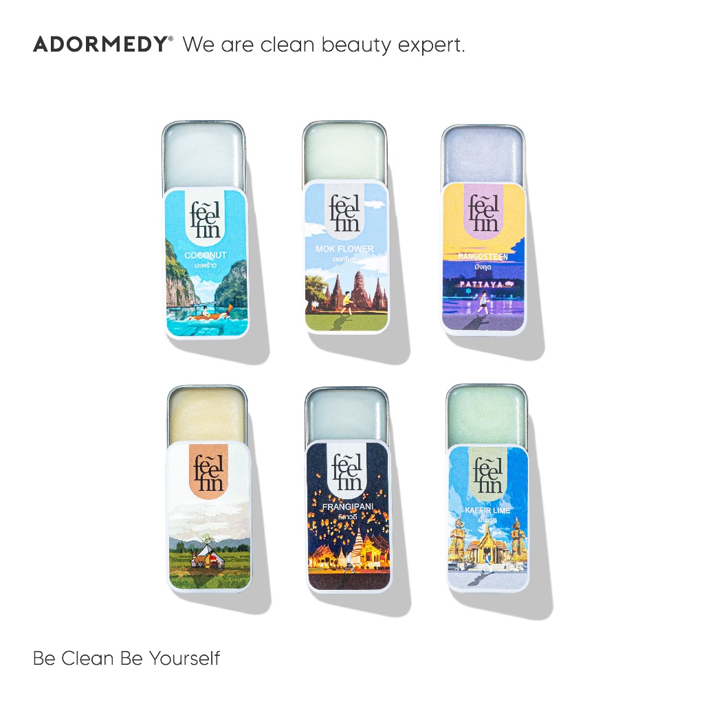 Feelfin Aromatic Slide Balm Thai province collection ผสมผสานกลิ่นหอมเอกลักษณ์จากทั่วไทย 6 กลิ่น