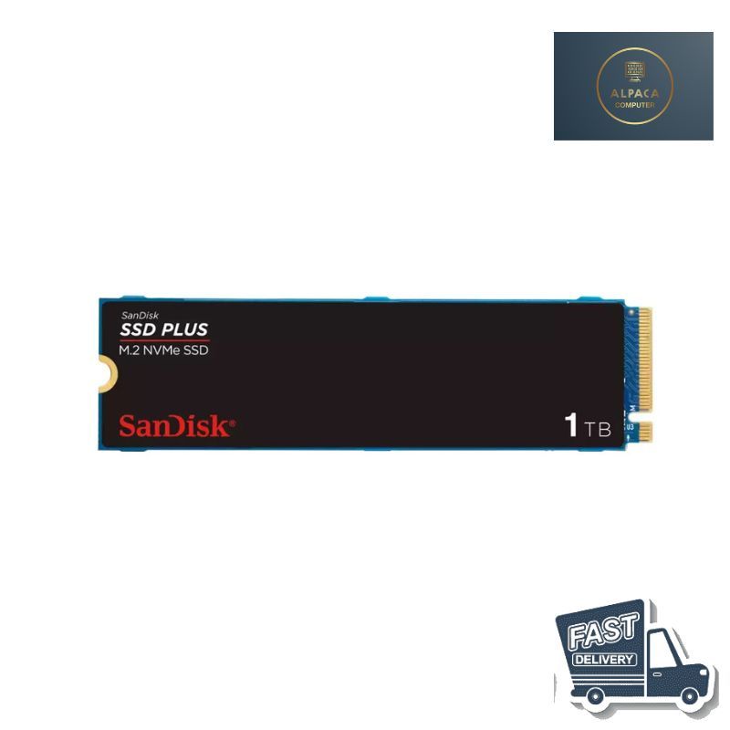 SanDisk Plus NVMe SSD, 1TB, PCIe Gen 3.0, M.2 2280-S3-M, Speeds up to SR3200MB/s, SW2500MB/s สินค้าพ