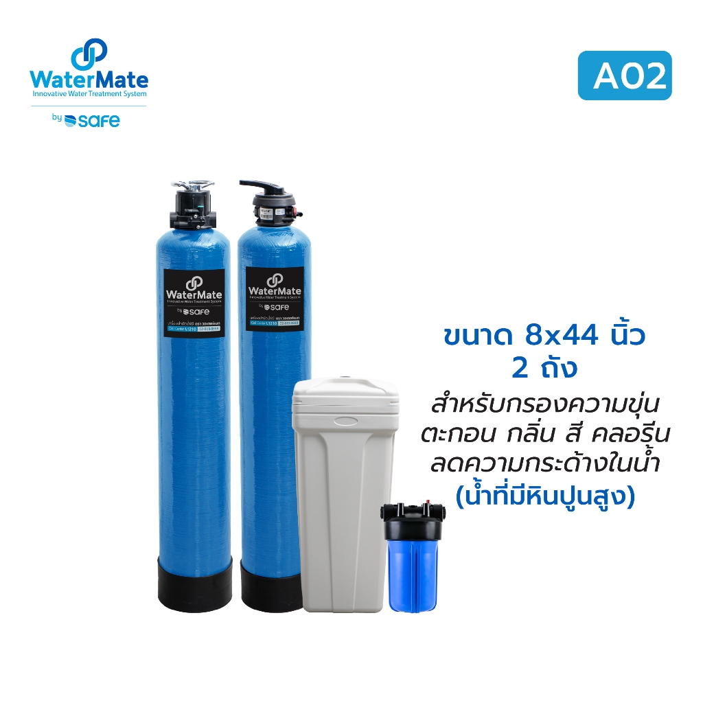 SAFE WaterMate เครื่องบำบัดน้ำใช้ในบ้าน A02  กรองความขุ่น ตะกอน กลิ่น สี คลอรีน ลดความกระด้างในน้ำ (