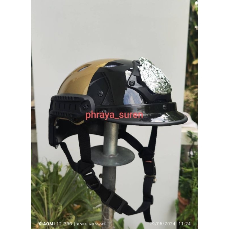 หมวกสายตรวจ fast แบบมีช่องระบายอากาศ ติดแก๊ปหน้าสั้น โครงโฟม ยุทธวิธี พระยาสุเรนทร์