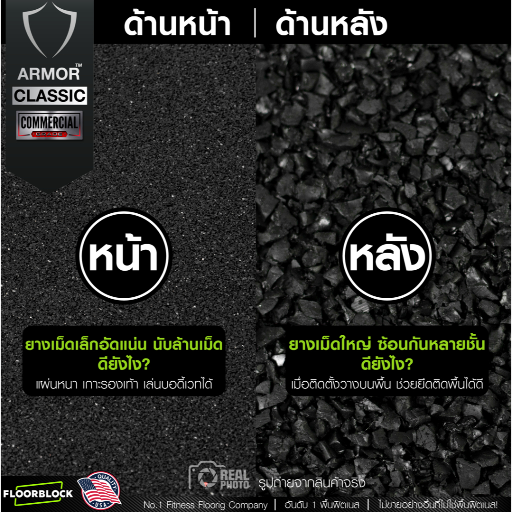 แผ่นยางกันกระแทก 50×50 รุ่น ARMOR CLASSIC (หนา 20มม.) ชุด 4 แผ่น 1 ตารางเมตร - รูปที่ 4