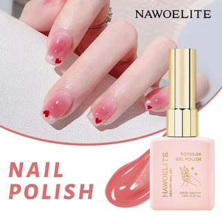 Nawoelite สีทาเล็บเจล สีเล็บเจล 6 สี ยาทาเล็บเจลสีเพื่อสุขภาพสีชมพู 15ml ชุดยาทาเล็บเจลบลัชออน