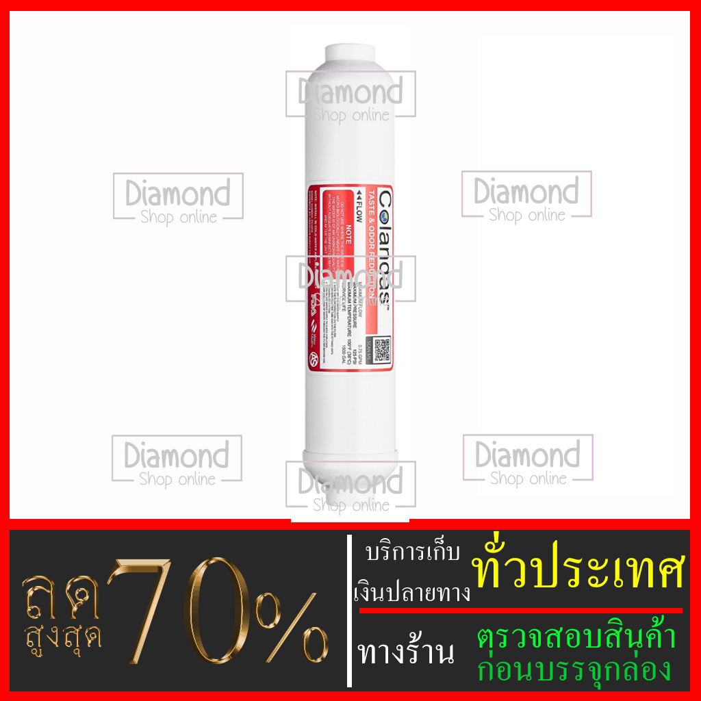 ไส้กรองน้ำโพสต์คาร์บอน สำเร็จรูปชนิดแคปซูล (Inline Post Carbon)รูเกลียว ยี่ห้อ Colandas จำนวน 1 ชิ้น ขนาด 10 นิ้ว x 2 นิ