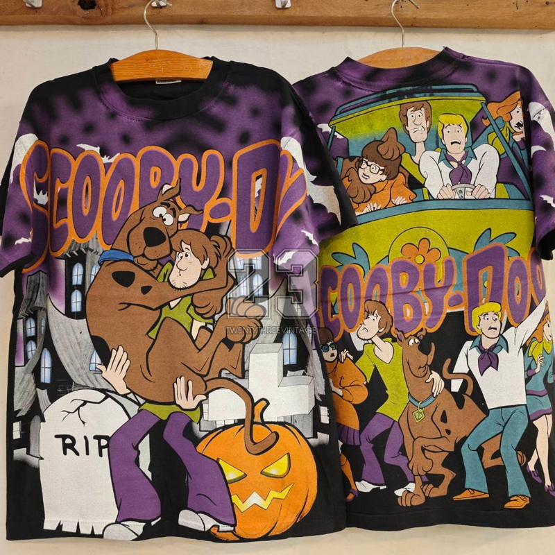 [ 23 ] HAPPY HALLOWEEN SCOOBY-DOO BOOTLEG MOVIE OVERPRINT CARTOON ลายการ์ตูน เสื้อวินเทจ เสื้อการ์ตูน vintage shirt