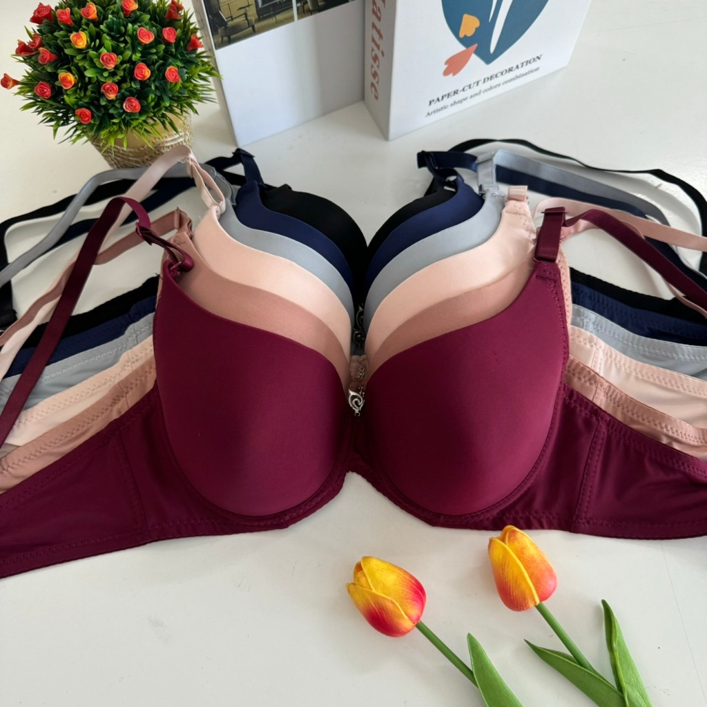 เสื้อในมีโครงคัพ B/C ฟองบาง ผู้หญิง Clothing ฟองน้ำ Women Lady Underwear บราครอปสายถอดได้ ไซส์ 36-42