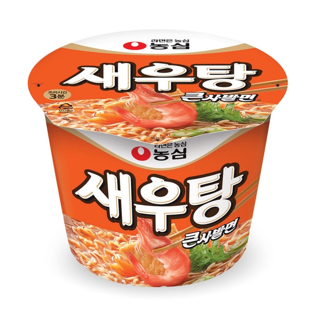 [ของแท้] 새우탕큰사발면 Nongshim Spicy Shrimp Big Bowl Noodle Soup (บะหมี่กึ่งสำเร็จรูปรสกุ้งเผ็ดแบบถ้วย) 115g