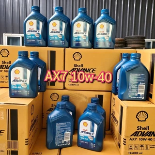 น้ำมันเครื่องรถมอเตอร์ไซต์ กึ่งสังเคราะห์ Shell 4T AX7 10W-40 ขนาด 0.8 ลิตร