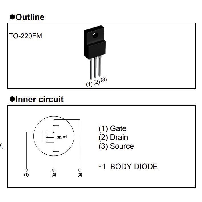 มอสเฟต R6004ENX (จำนวน 10ชิ้น) 600V 4A 40W TO-220 ROHM ของแท้