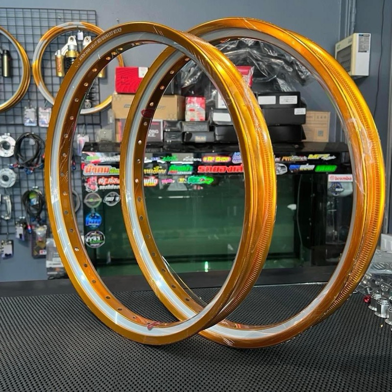 วงล้อ Akront ทอง 2กษัตย์ ขอบหนาแข็งแรง สีสดสวยเงางาม งานเทียบแท้ Motorcycle มอเตอร์ไซค์