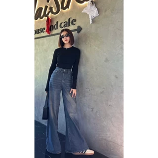V14 กางเกงยีนส์กระบอกใหญ่ สีสนิมเข้ม Baggy Jeans ผ้ายีนส์ ไม่ยืด