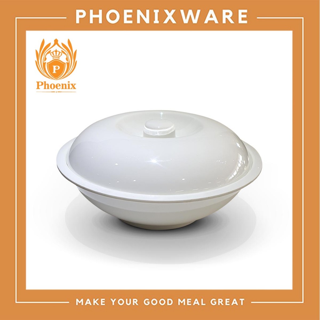 โถข้าว เมลามีน สีขาว 9-10 นิ้ว หม้อข้าว พร้อมฝา Phoneix 18409 18410