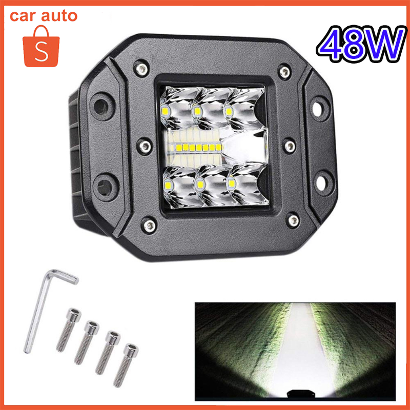 แพ็ค1ชิ้น 48W ไฟสปอร์ตไลท์LEDแบบฝังกันชนสำหรับรถยนต์ รถบรรทุก แอลอีดี12-24Vใส่ได้ ไฟถอย ไฟส่อสว่าง