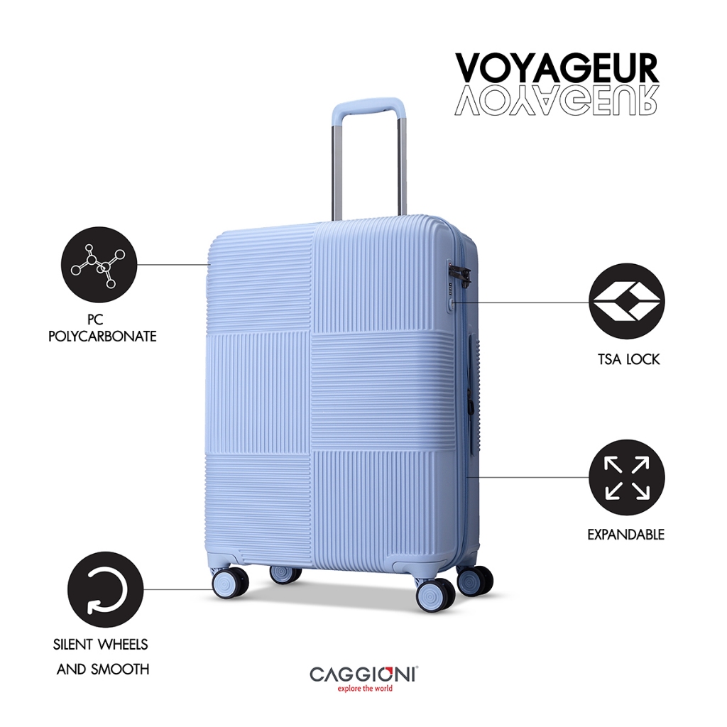 CAGGIONI กระเป๋าเดินทาง  รุ่นโวยาจเกอร์ 15082 - สีขาวควันบุหรี