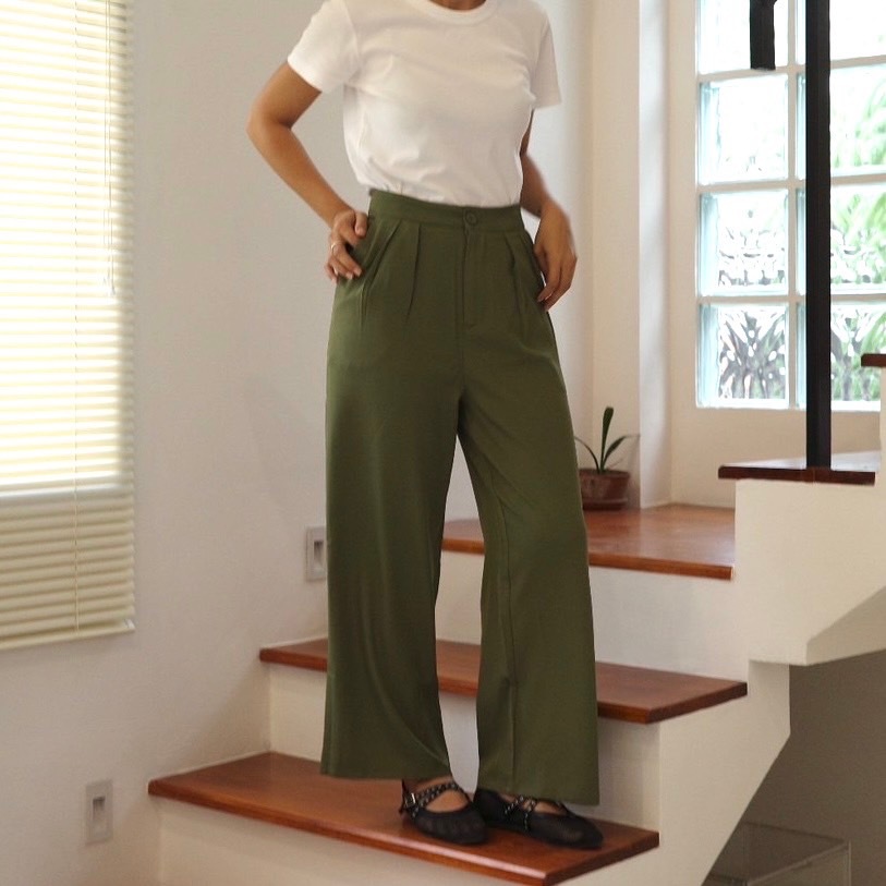 [ Outlet ] Rool - Pants 1086 กางเกงขายาวเอวสูง กางเกงสำหรับทำงาน