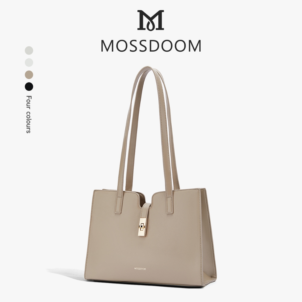 MOSSDOOM Elaura bag กระเป๋าคล้องไหล่สำหรับผู้หญิง ทรงคลาสสิก จุของได้เยอะ 4สี(เทา,ขาว,แอปริคอท,ดำ)