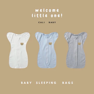 Cali-NEW​BORN​ SLEEPING​ BAG ถุงนอน ห่อตัวกันสะดุ้ง 0-3 เดือน ปักหมี🐻ผ้าCotton USA *ป้าย Cali Baby