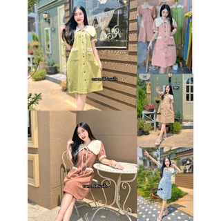 เดรสคอปกสไตส์มินิมอลสีพาสเทล สดใสน่ารัก แม่ๆใส่คลุมท้องได้น๊า