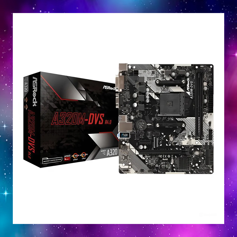 MAINBOARD (เมนบอร์ด) AM4 ASROCK A320M DVS R4.0 RYZEN ใช้งานปกติ