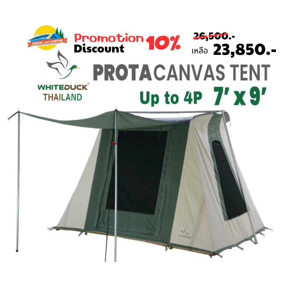 White Duck 7'x9' Prota Canvas Cabin Tent, Deluxe