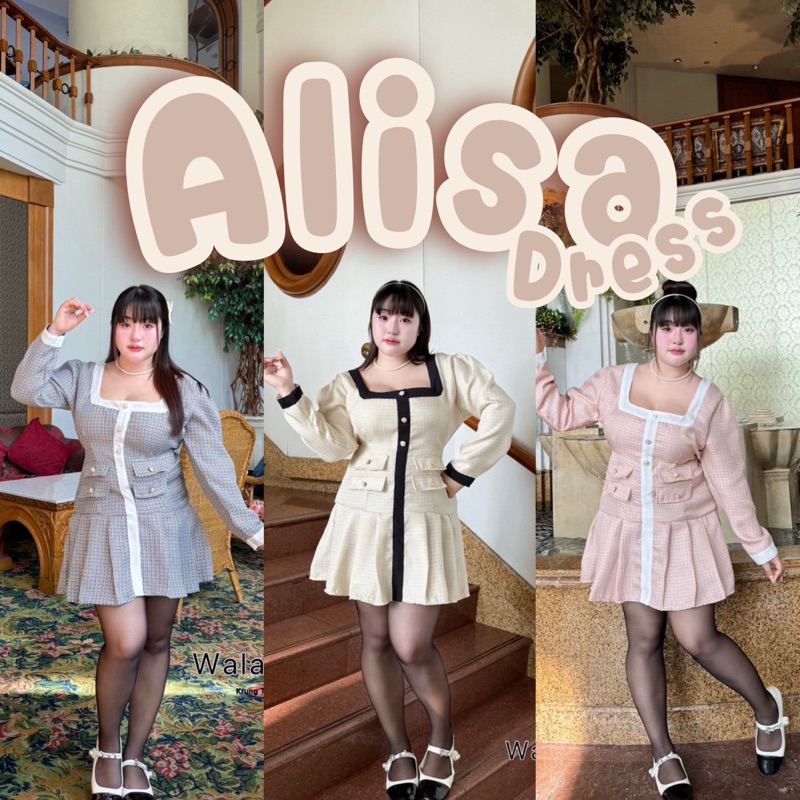 𝐂𝐡𝐮𝐛𝐛.(อก38-50) 𝐴𝑙𝑖𝑠𝑎 𝐷𝑟𝑒𝑠𝑠 เดรสผ้าทอ สาวอวบ ไซส์ใหญ่ เรียบหรูดูแพง ใส่ได้หลายโอกาส #Dr010