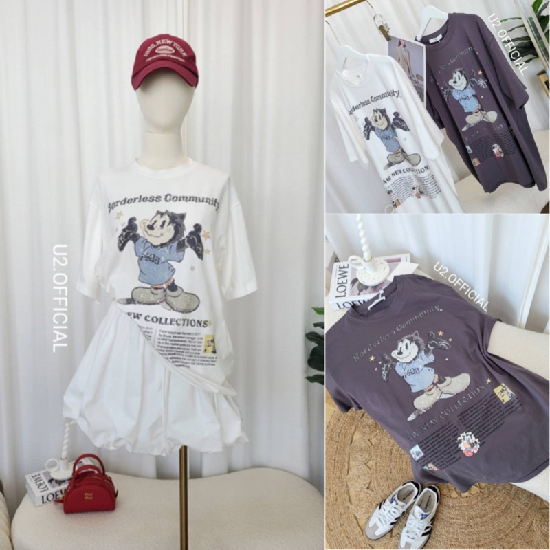 𝐔𝟐 พร้อมส่ง เสื้อยืดoversizeป้าย U2