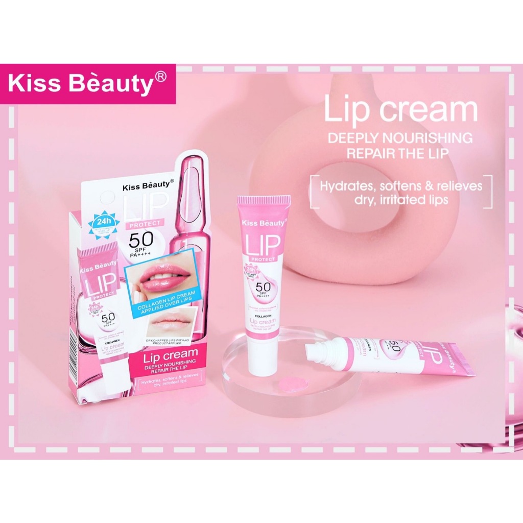 (70924B) Kiss Beauty Collagen Lip Cream SPF50 PA++++ ลิปครีม คอลลาเจน ช่วยกันแดด ช่วยให้ปากชุ่มชื้น 