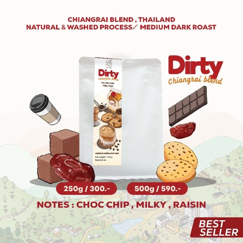 DIRTY ,Chiangrai Blend (07.02.68) กาแฟคั่ว , เชียงราย THAILAND อราบิกา(Natural & Washed Process)